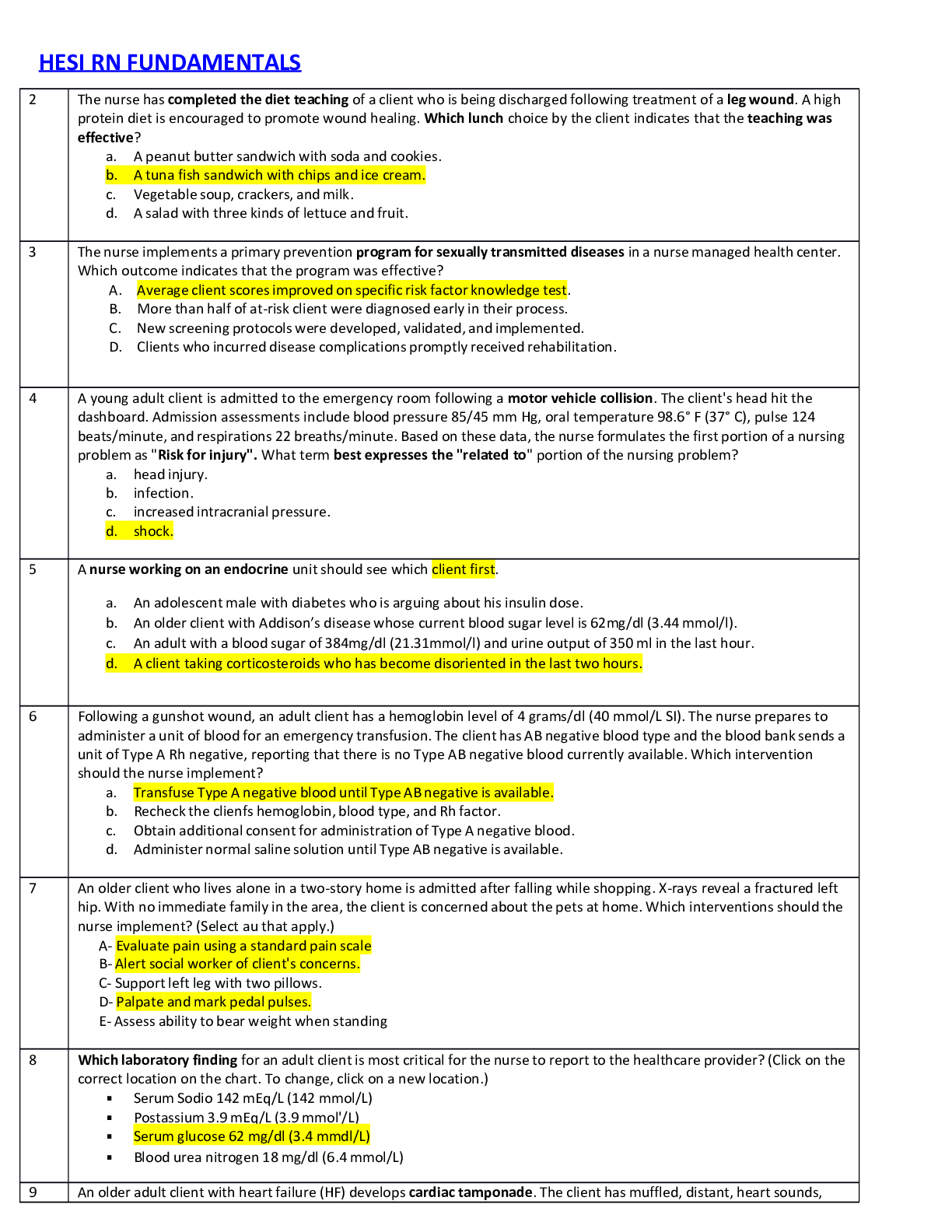 Preview image of HESI RN FUNDAMENTALS document